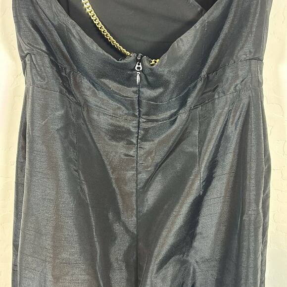 ALIEVA DULCE DUPIONI MAXI GOLD CHAIN DRESS (BLACK) Size L - Picture 8 of 13